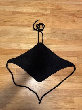 ShoeDazzle Black Crochet Halter Top